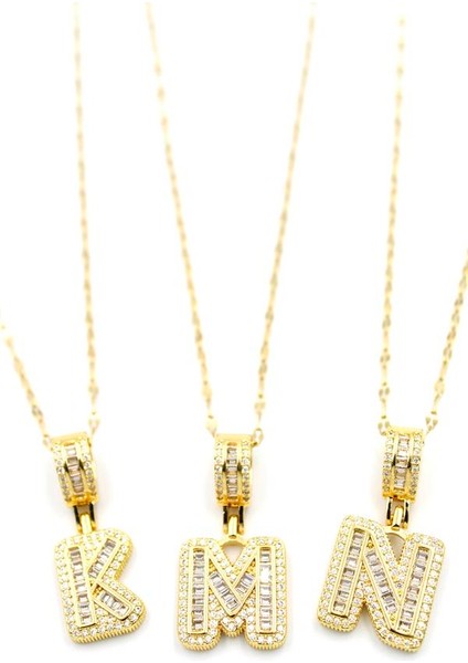 24'lü Taşlı Harf Kolye - Altın fiyatları