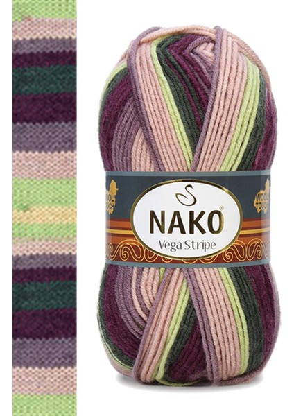 5 Adet Vega Stripe Premium Akrilik El Örgü Ipi Yünü No: 82414 fırsatları