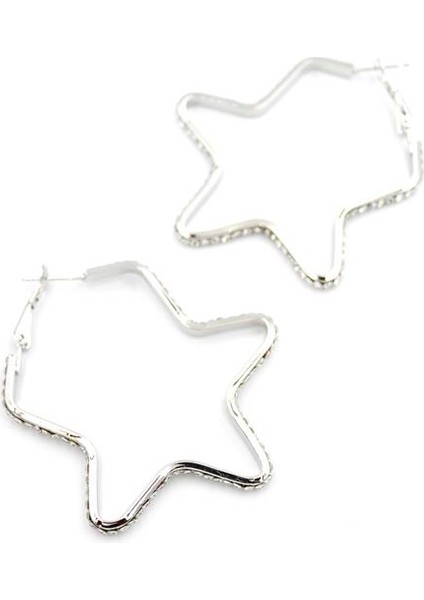 Taşlı Yıldız Halka Küpe - Gümüş fiyatları