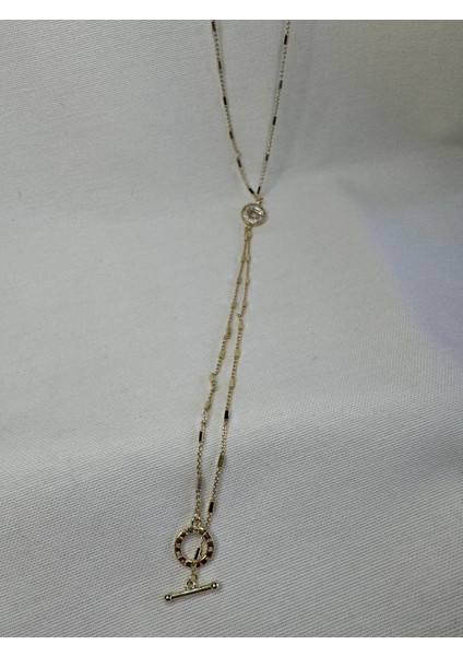 Sallantılı Uzun Zincir Taşlı Kolye