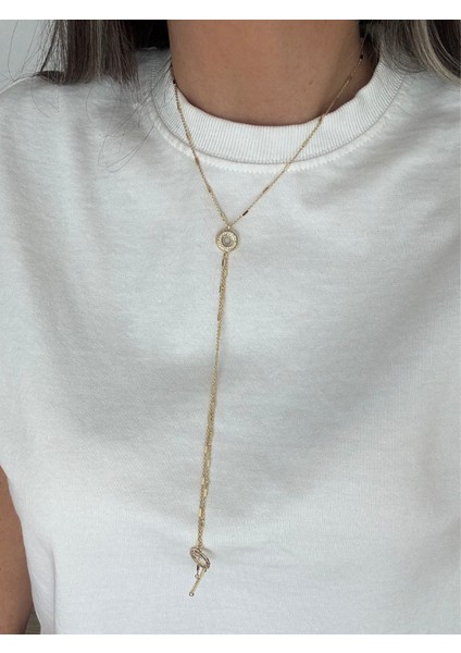 Sallantılı Uzun Zincir Taşlı Kolye modelleri