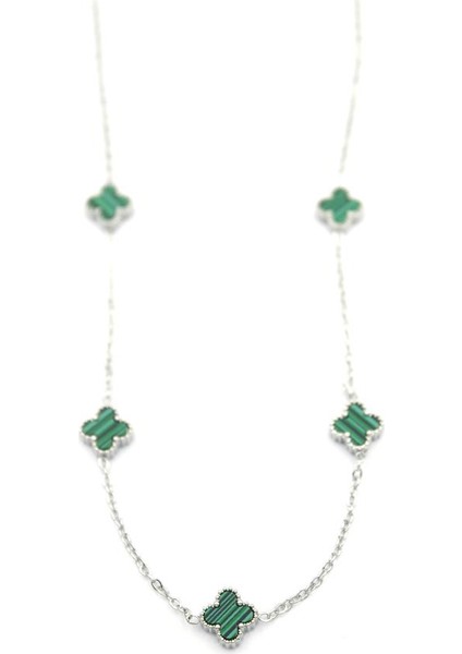 Vc Yonca Kolye - Gümüş Renk - Yeşil fiyatları