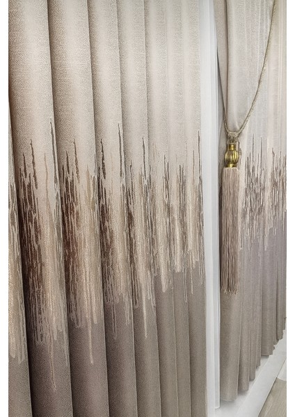 Alevli Pano Fon Perde Krem Renk 1 / 3 Sık Pileli ( Tek Kanat ) Pano, Fon, Tül, Perde,