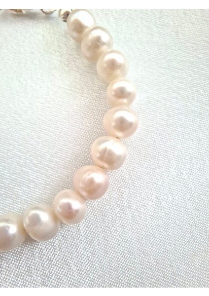 Beyaz Barok Inci 925 Ayar Gümüş Aparatlı Bileklik 8 mm fırsatları