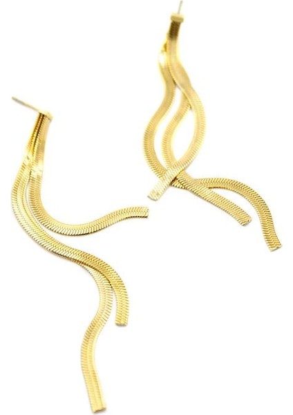 Italyan Zincir Sallantılı Küpe - Altın