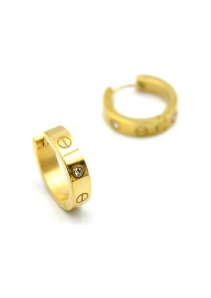 Taşlı Crt Küpe - Altın