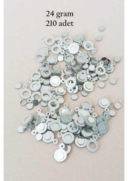 Oya Abiye Bileklik Kolye Pleksi Metalik Plastik Pul Gümüş Renk 24 Gram 210 Adet - BNC570