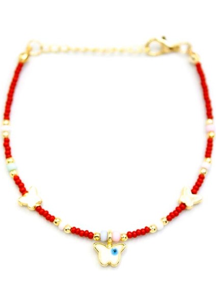 Kelebek Boncuk Bileklik - Bordo fiyatları