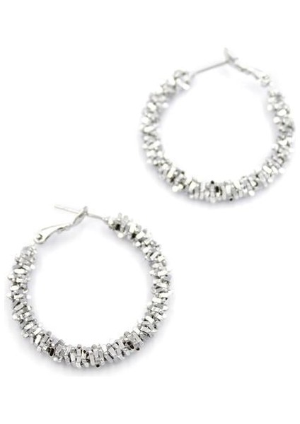 Büyük Boy Tırtıklı Küpe - Gümüş