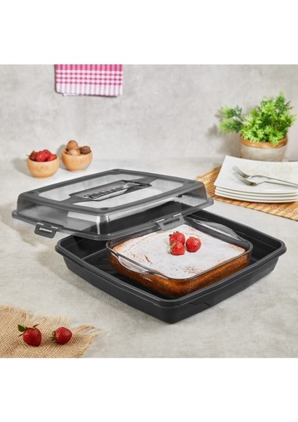 Joy 4 Taraf Kilitli Kek Börek Borcam Saklama Kabı ROYALEKS-GP-131