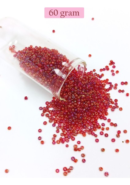 Dökme Cam Kum Boncuk (11/0) 2 mm - 60 Gram - Morlu Kırmızı - BNC063