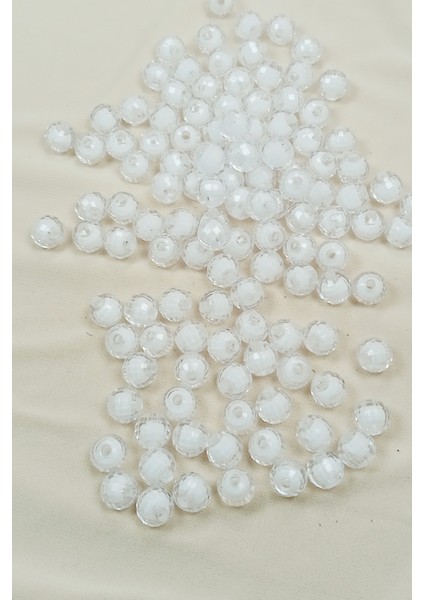 Dünya Boncuk Içten Boncuklu Bileklik Çanta Boncuğu 10 mm 50 gr Beyaz - BNC463