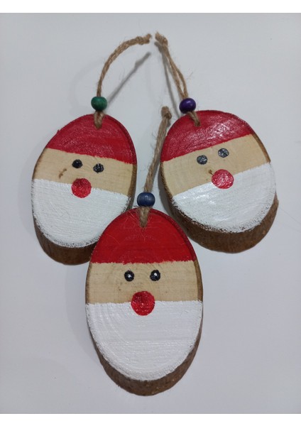 Noelbaba Figürlü Ahşap Yılbaşı Süsü