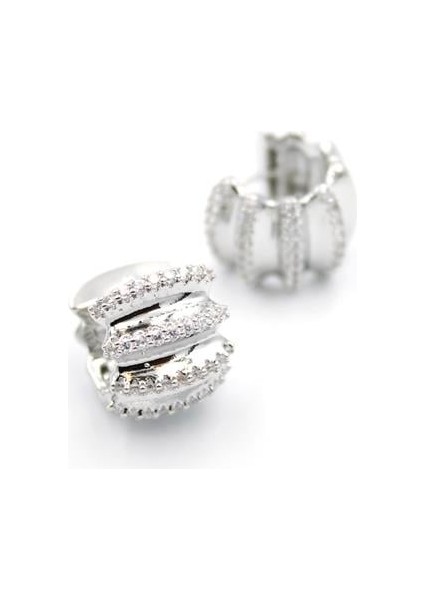 Taşlı Halka Küpe - Gümüş