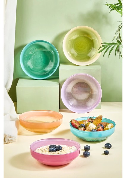 Ip Rainbow 6 Parça Cam Dondurma/çerez/meze/meyve Kase Seti