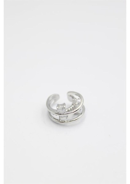 Taşlı Kıkırdak Küpe - Gümüş