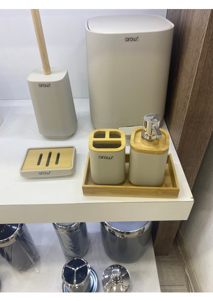 Akrilik Banyo Aksesurı Fırça Çöp Kovası Sabunluk