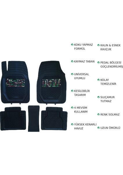 Peugeot 2008 2022 Havuzlu Üniversal Kamufulaj Desenli Pro Soldıer Oto Paspas indirimleri