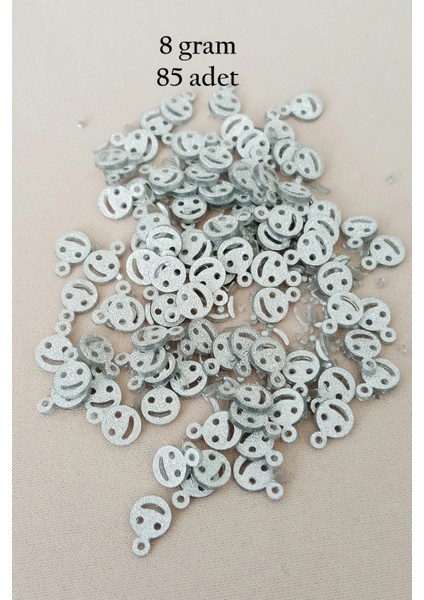 Oya Abiye Bileklik Kolye Pleksi Metalik Plastik Pul Gümüş Renk 8 Gram 85 Adet - BNC525