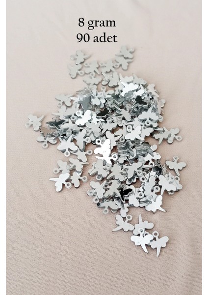 Oya Abiye Bileklik Kolye Pleksi Metalik Plastik Pul Gümüş Renk 8 Gram 90 Adet - BNC503