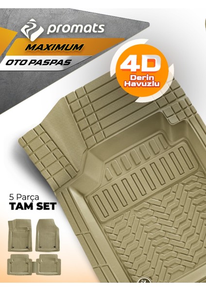 Toyota Corolla C Hatchback 2002 Model ve Sonrası Uyumlu Oto Paspas 4d Maximum Bej modelleri