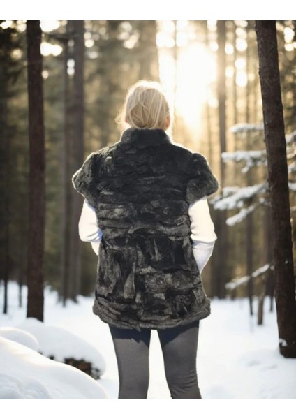 Kadın Kolsuz Hakiki Kürk - Siyah indirimleri