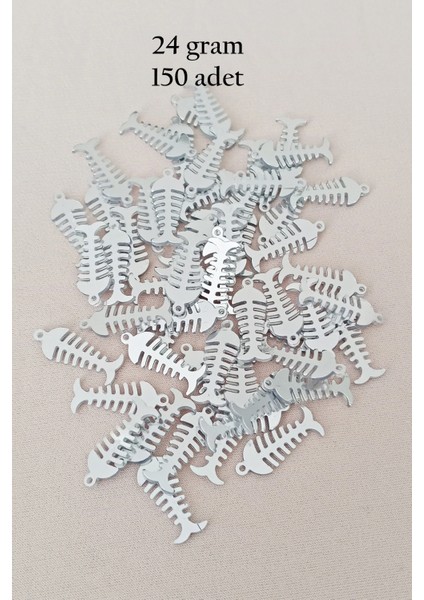 Oya Abiye Bileklik Kolye Pleksi Metalik Plastik Pul Gümüş Renk 24 Gram 150 Adet - BNC589