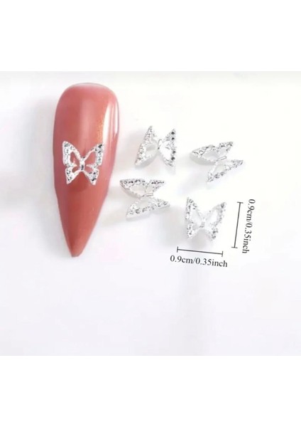10 Adet Gümüş - Gold Kelebek Tırnak Süsü Nail Art Süslemeleri fiyatları