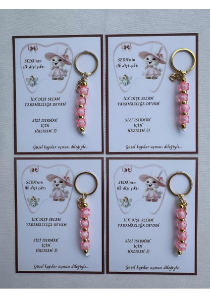 24 Adet Pembe Renk Isme Özel Ilk Dişim Çıktı Diş Partisi Diş Buğdayı Hatırası Hediyelik Anahtarlık fırsatları