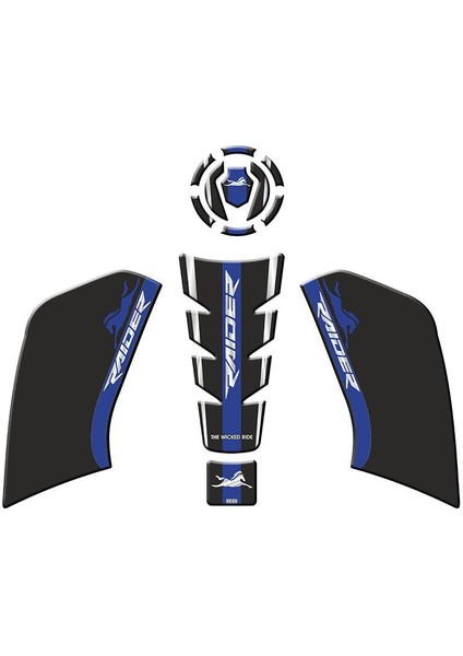 Gogo Tank Pad Set 007 Siyah Mavi - Tvs Raider 125