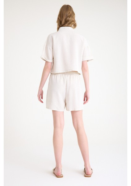 Yaka Detaylı Şortlu Ikili Takım