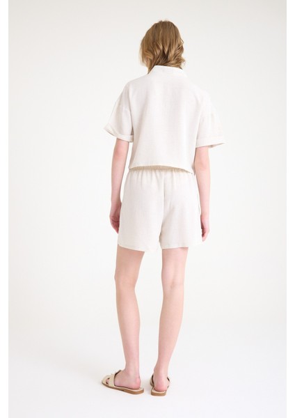 Yaka Detaylı Şortlu Ikili Takım
