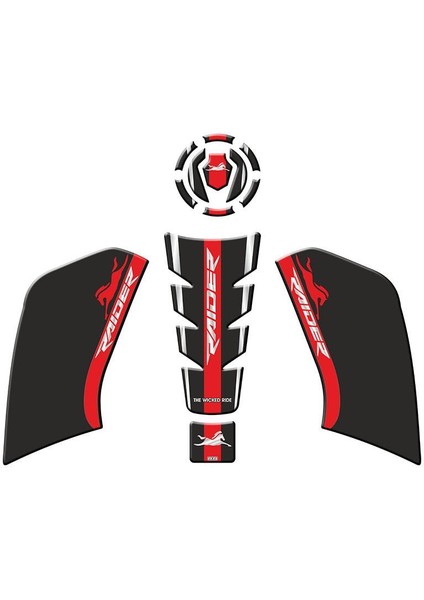 Gogo Tank Pad Set 006 Siyah Kırmızı - Tvs Raider 125