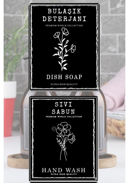 Sıvı Sabun ve Bulaşık Sabunu Etiketi 2 Adet 7x8,5 cm Sabunluk Etiketi Seçenekli