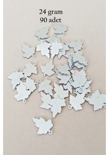 Oya Abiye Bileklik Kolye Pleksi Metalik Plastik Pul Gümüş Renk 24 Gram 90 Adet - BNC592