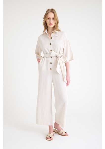 Keten Günlük Tulum Elbise