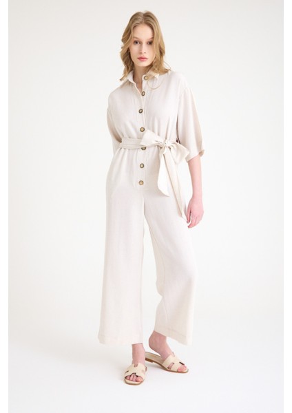 Keten Günlük Tulum Elbise