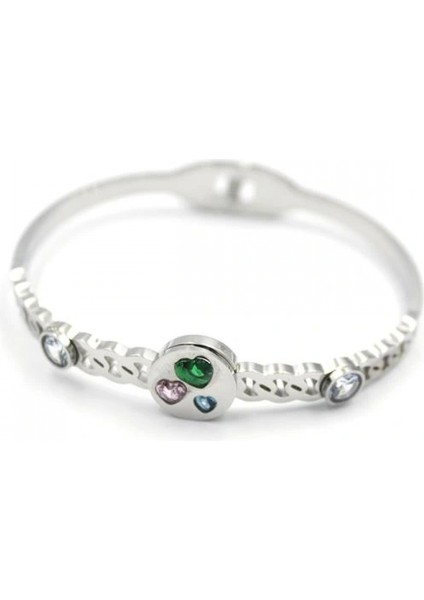 Taşlı Kalp Bilezik - Gümüş fiyatları