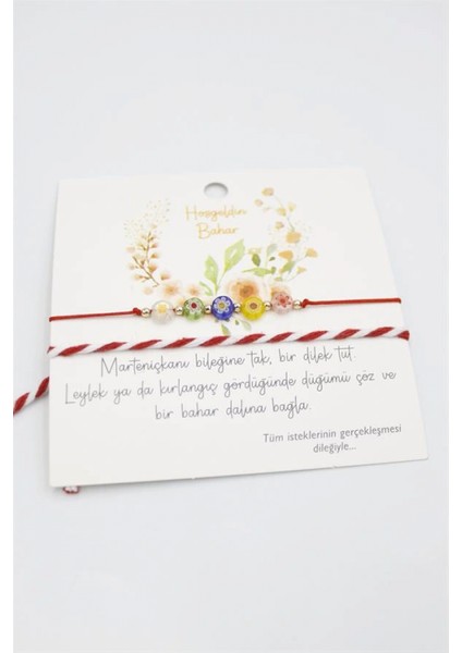 Çiçek Marteniçka Bileklik - Kırmızı