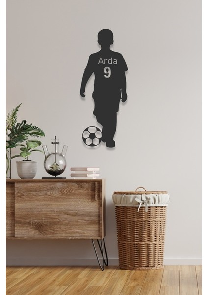 Kişiye Özel Futbolcu Duvar Dekorasyonu Hediyelik Isim ve Forma Numara Tasarımlı Metal Duvar Tablosu