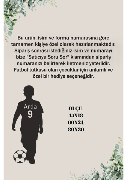 Kişiye Özel Futbolcu Duvar Dekorasyonu Hediyelik Isim ve Forma Numara Tasarımlı Metal Duvar Tablosu
