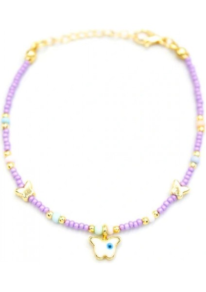 Kelebek Boncuk Bileklik - Mor