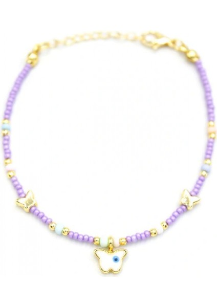 Kelebek Boncuk Bileklik - Mor fiyatları