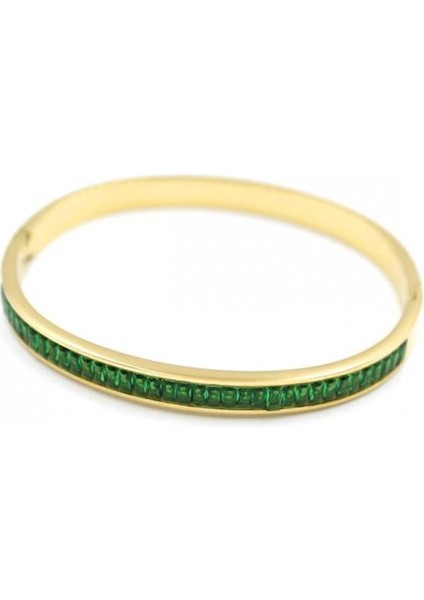 Baget Taşlı Bilezik - Yeşil