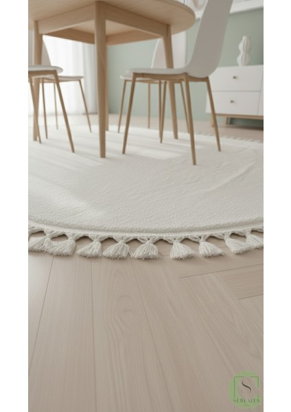 Post/peluş Yıkanabilir Kaymaz Taban Yumşacık Beyaz Oval Örgü Saçaklı Modern ve Şık Salon Oturma Odası Mutfak Çocuk Odası Koridor Antre Halısı modelleri