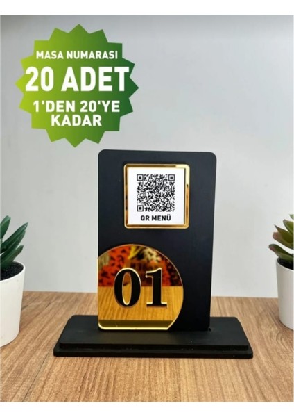 Masa Numarası Qr Kod Pencereli 1- 20 Adet -Kafe Lokanta Restoran Oteller