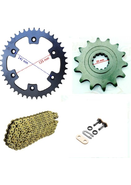 Cf Moto 450 Sr Oringli Gold Sarı Zincir Dişli Seti Supermoto