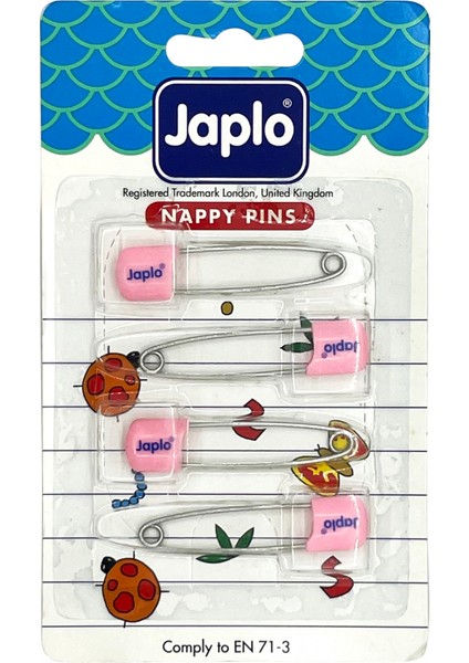 Japlo Emniyetli Çengelli Bebek Iğnesi 4'lü - Pembe