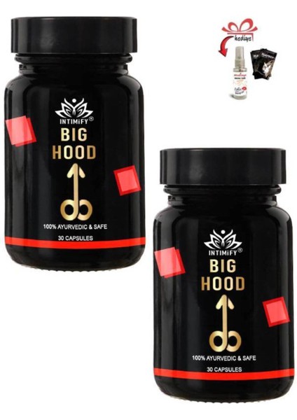 Intımıfy Big Hood Erkekler Için Büyütücülü Takviye 30'lu x 2 Ad+Afrodizayn Masaj Yağı