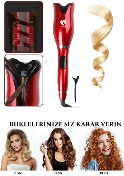 Kademeli Isı Ayarlı Kırmızı Saç Kıvırma Maşası, Şık ve Kullanışlı Tasarım